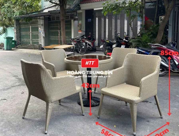 Bàn ghế cafe nhựa giả mây HTT100