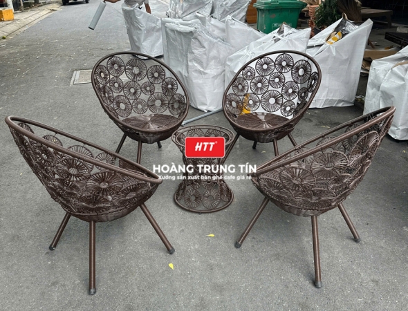 Bàn ghế cafe nhựa giả mây HTT115