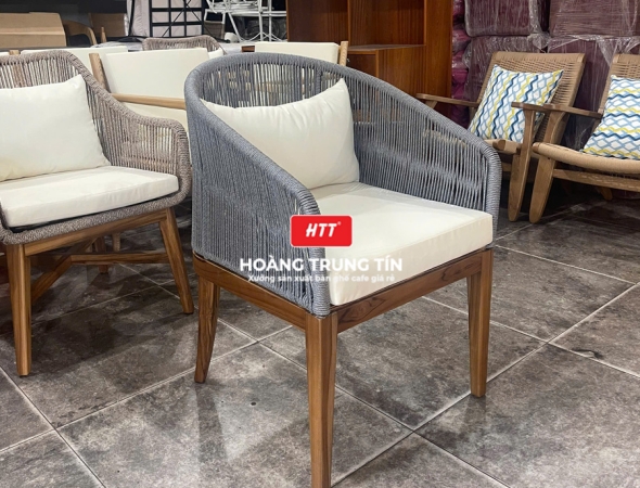 Ghế cafe khung gỗ đan dây dù HTT01
