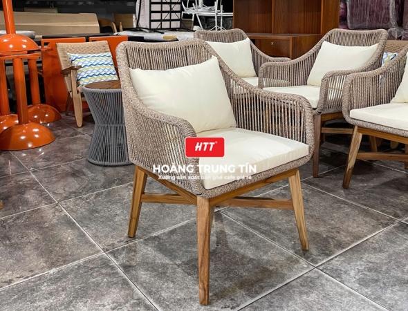 Bàn ghế cafe đan dây dù HTT03