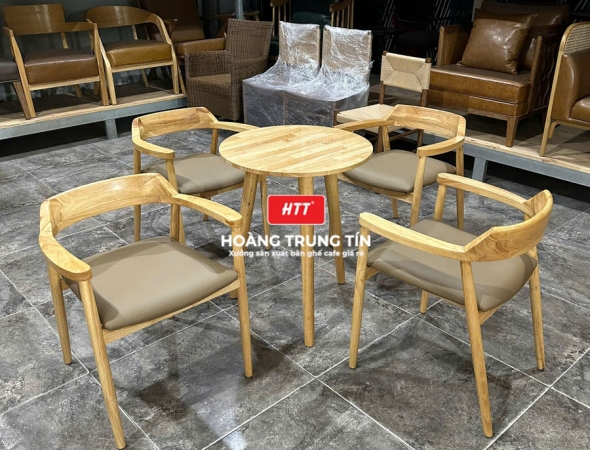 Bàn ghế cafe gỗ nệm cao cấp HTT40