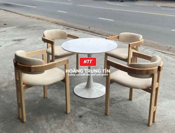 Bàn ghế cafe gỗ nệm cao cấp HTT20