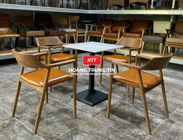 Bàn ghế cafe gỗ nệm cao cấp HTT18