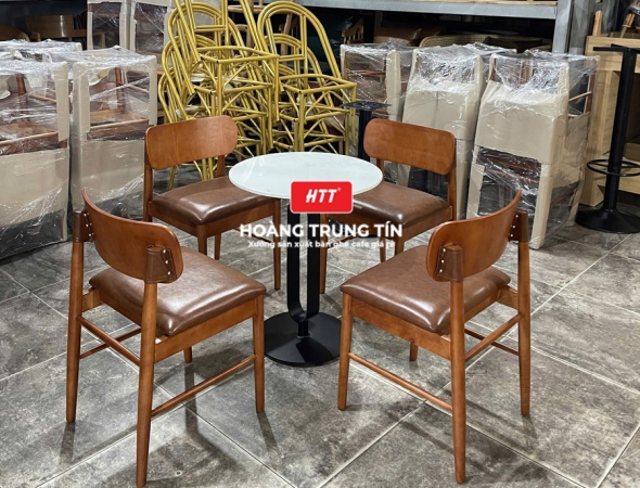 Bàn ghế cafe gỗ nệm cao cấp HTT49