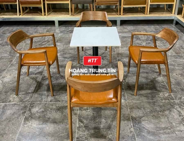 Bàn ghế cafe gỗ nệm cao cấp HTT18