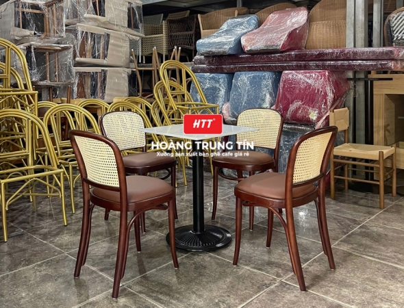 Bàn ghế cafe gỗ nệm cao cấp HTT50