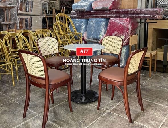 Bàn ghế cafe gỗ nệm cao cấp HTT50