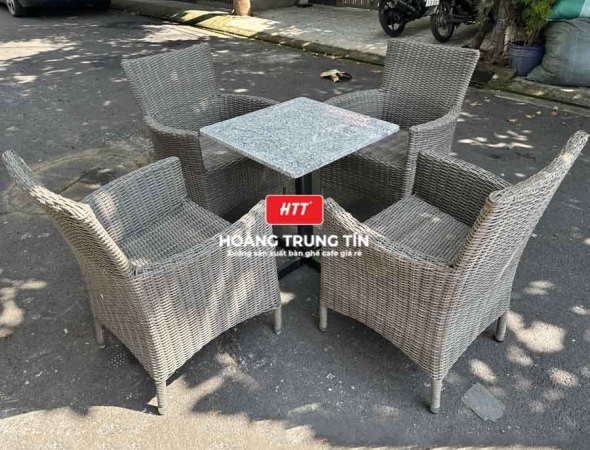 Bàn ghế cafe nhựa giả mây HTT044