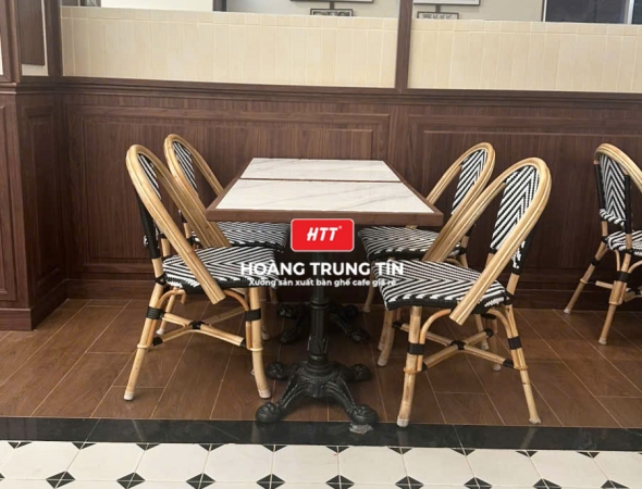 Bàn ghế cafe đan nhựa mây cao cấp HTT062