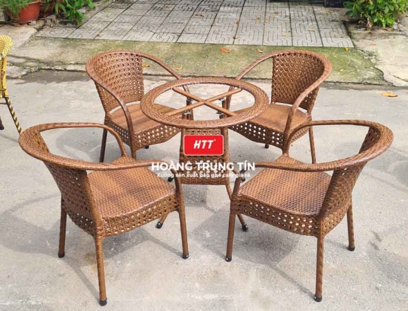 Bàn ghế nhựa giả mây ngoài trời HTT030