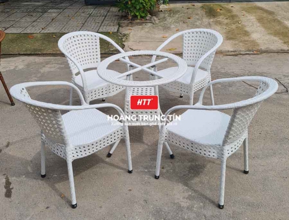 Bàn ghế nhựa giả mây ngoài trời HTT031