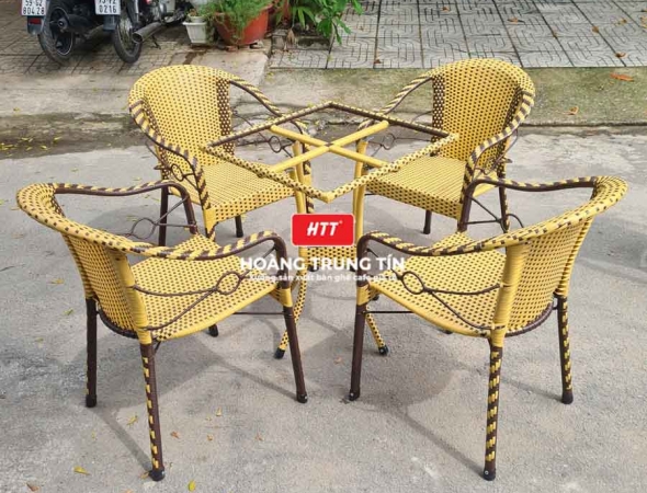 Bàn ghế nhựa giả mây ngoài trời HTT032