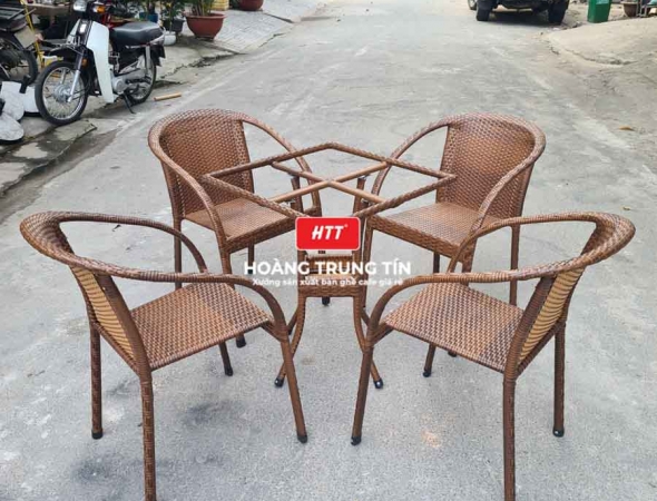 Bàn ghế cafe nhựa giả mây HTT048