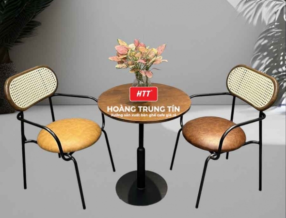 Bàn ghế cafe sắt nệm cao cấp HTT19