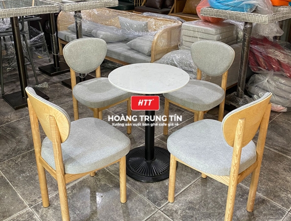 Bàn ghế cafe gỗ nệm cao cấp HTT10