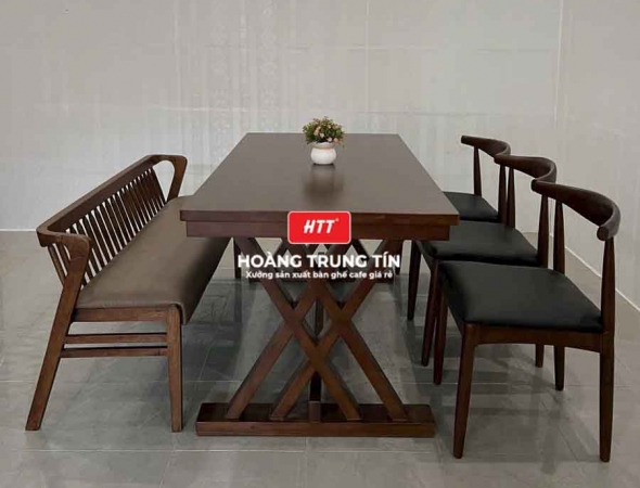 Bàn ghế ăn gỗ nệm cao cấp HTT13