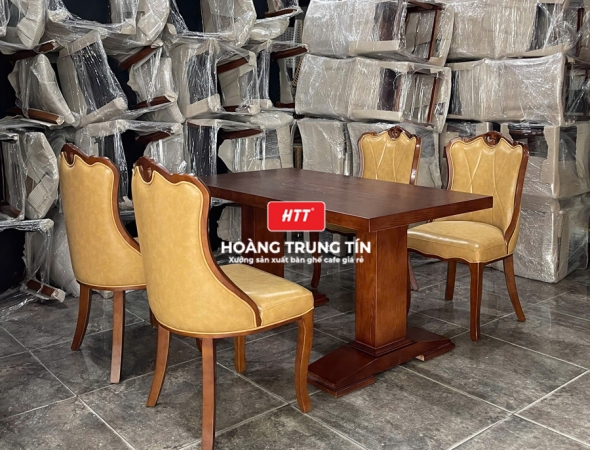 Bàn ghế nhà hàng gỗ nệm cao cấp HTT02