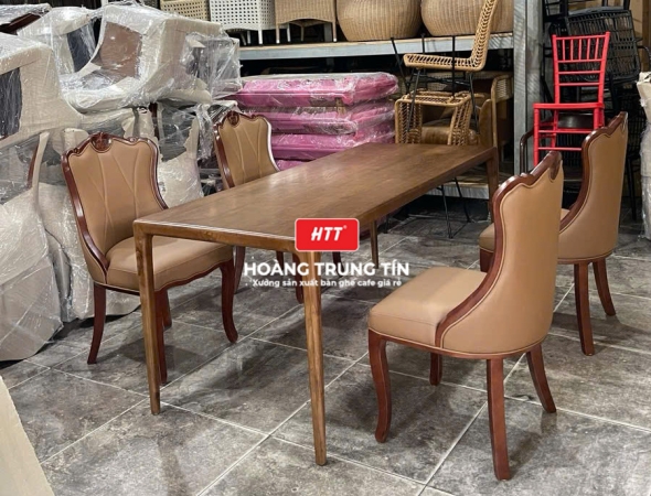 Bàn ghế nhà hàng gỗ nệm cao cấp HTT04