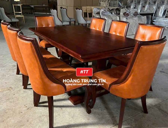 Bàn ghế ăn gỗ nệm cao cấp HTT35