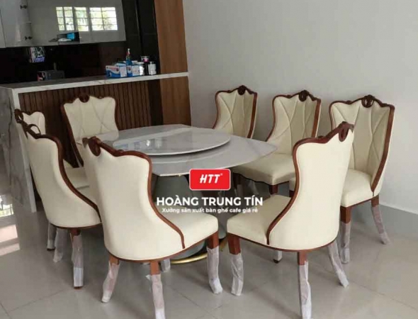 Bàn ghế ăn gỗ nệm cao cấp HTT28