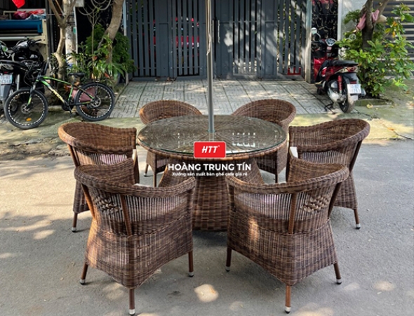 Bàn Ghế cafe Nhựa Giả Mây HTT011