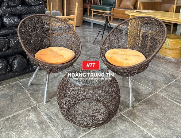 Bàn ghế cafe nhựa giả mây HTT116