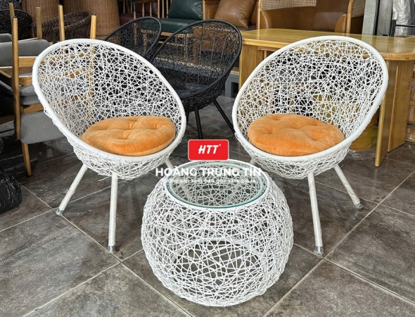 Bàn ghế cafe nhựa giả mây HTT116