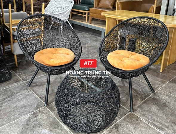 Bàn ghế cafe nhựa giả mây HTT116