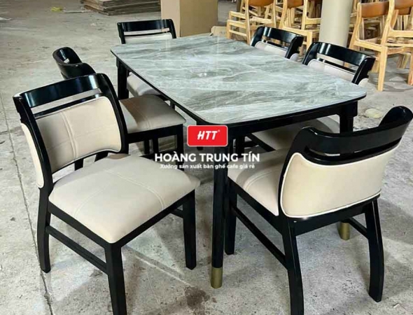 Bàn ghế ăn gỗ nệm cao cấp HTT03