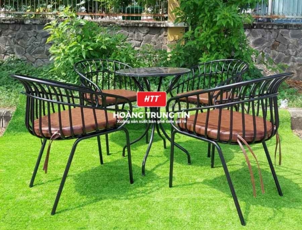 Bàn ghế cafe sắt nệm cao cấp HTT26