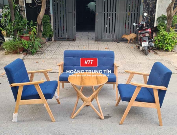 Bàn ghế sofa cafe gỗ nệm HTT01