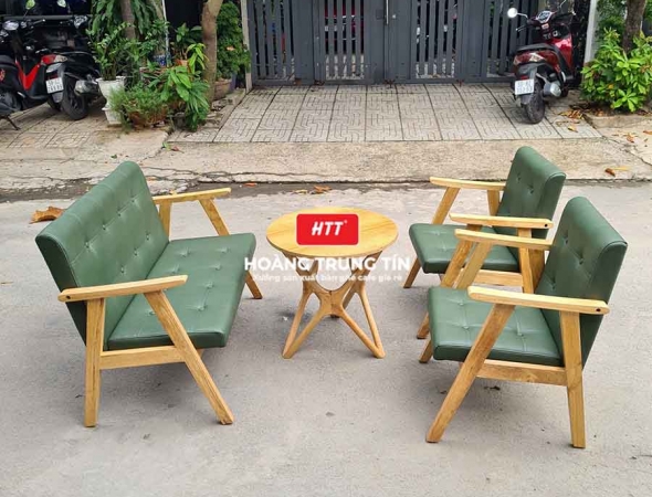 Bàn ghế sofa cafe gỗ nệm HTT01