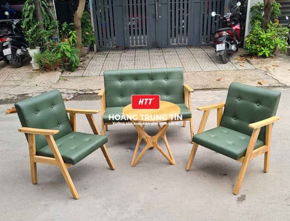 Bàn ghế sofa cafe gỗ nệm HTT01