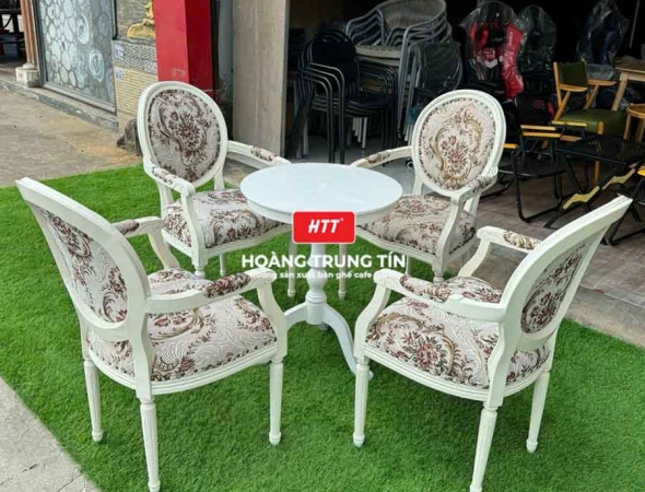 Bàn ghế cafe gỗ nệm cao cấp HTT09