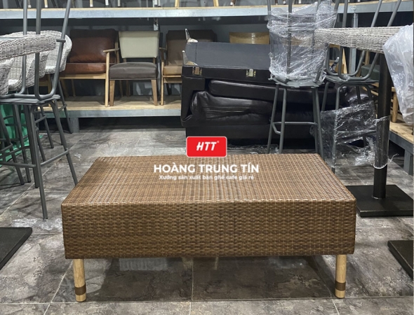 Bàn cafe bàn sofa khung gỗ đan nhựa mây  HTT16