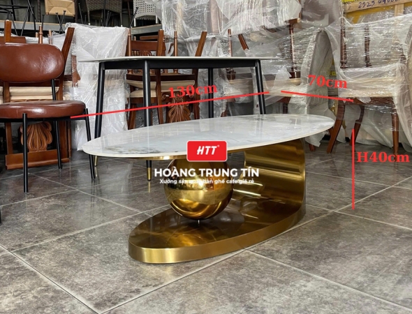 Bàn sofa mặt đá oval HTT-01