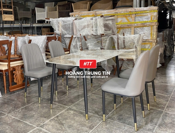 Bàn ghế nhà hàng sắt nệm cao cấp HTT04