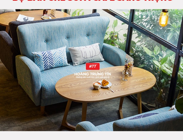 Bộ bàn ghế sofa nỉ cao cấp dành cho quán cafe