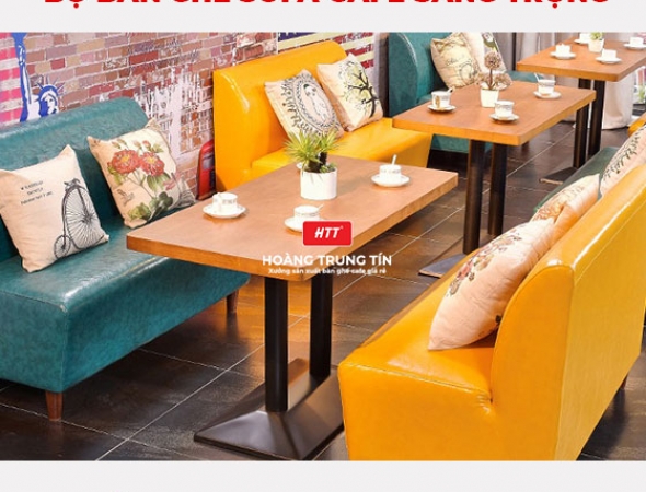 Bộ bàn ghế sofa da cao cấp dành cho quán cafe