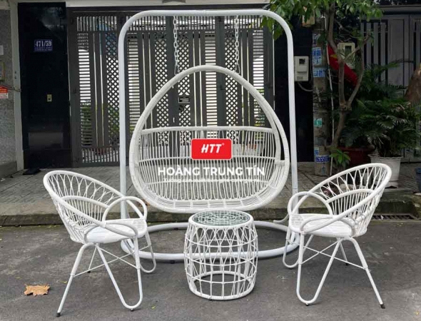 Xích đu đan nhựa giả mây HTT14