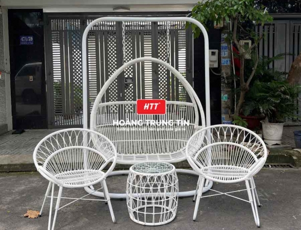 Xích đu đan nhựa giả mây HTT14