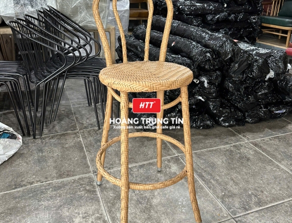 Ghế bar đan nhựa giả mây HTT02