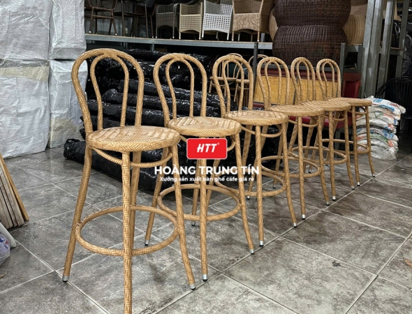 Ghế bar đan nhựa giả mây HTT02