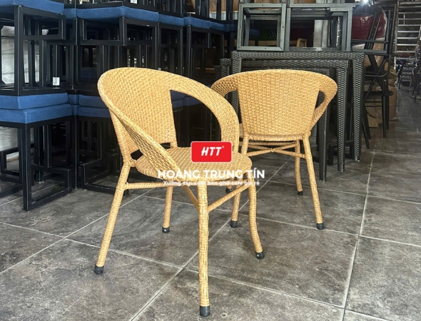 Ghế cafe đan nhựa mây ngoài trời HTT073