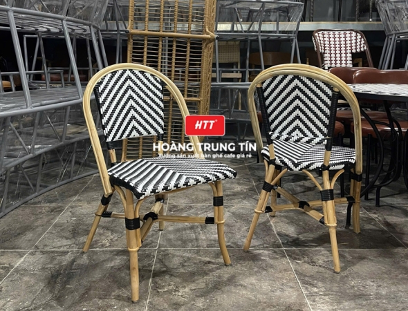 Ghế cafe đan nhựa mây ngoài trời HTT077