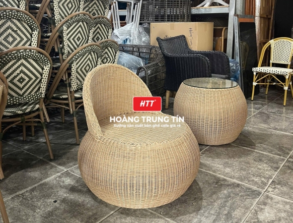 Ghế cafe đan nhựa mây ngoài trời HTT059