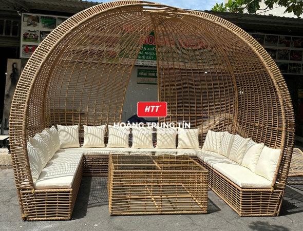 Sofa mái vòm nhựa mây ngoài trời HTT02