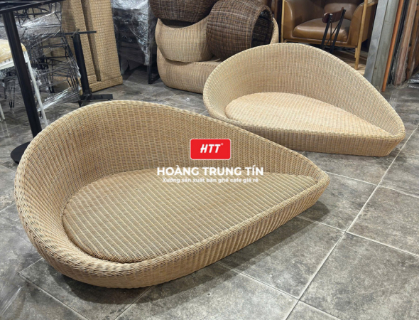 Giường tắm nắng đan nhựa giả mây HTT04