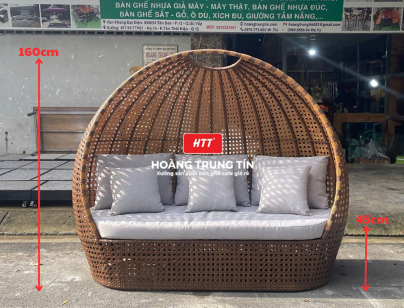 Ghế ngoài trời mái vòm nhựa mây HTT01