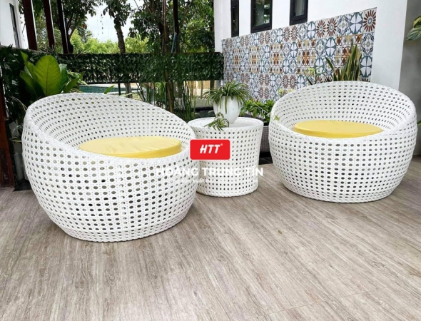 Bàn ghế cafe nhựa giả mây HTT034